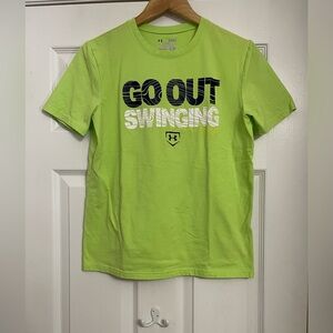 Under Armour Boys Lime Green Go Out Swinging Tee Large